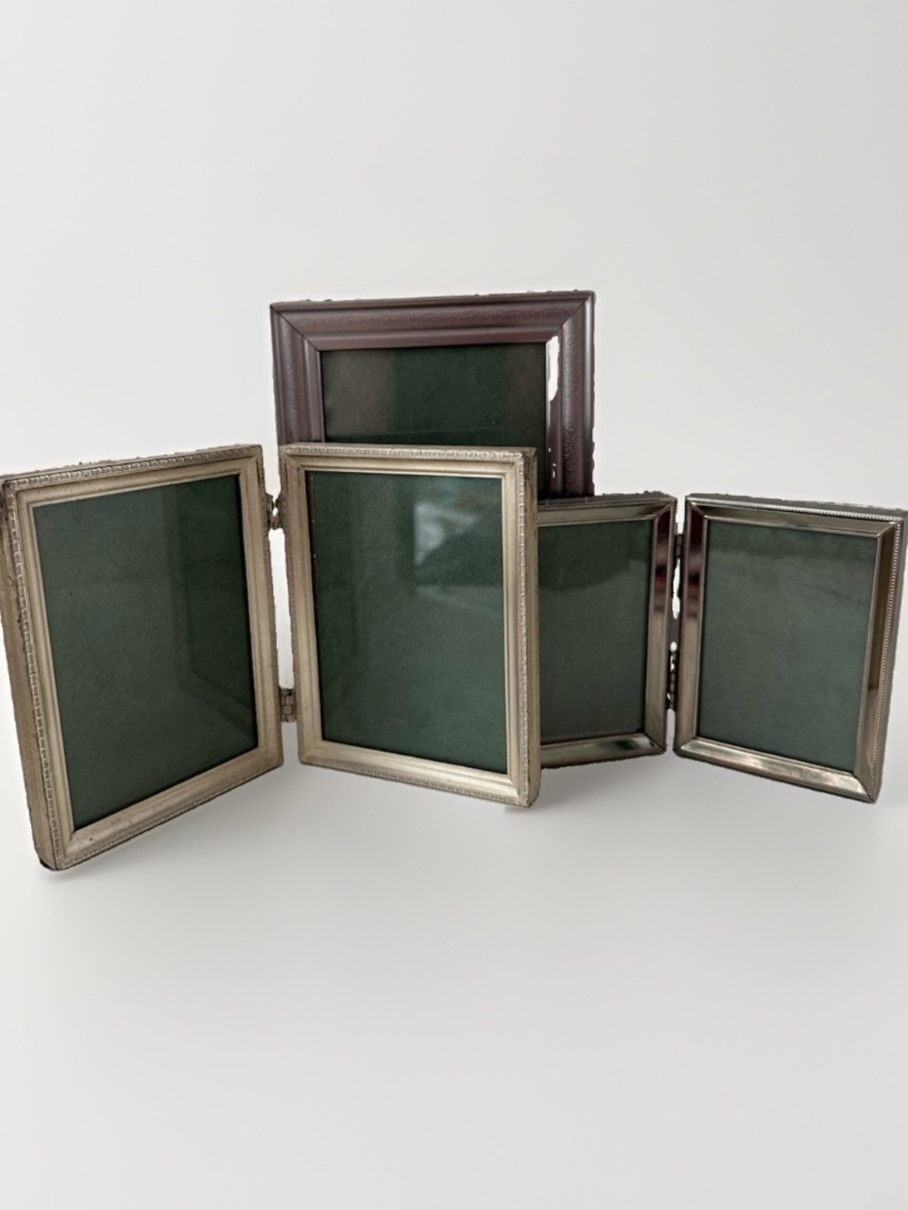 LOT OF 5 Vintage Silver EMBOSSED FLORAL Photo Frame 4x6 3.25x4.25 2.5x3.5